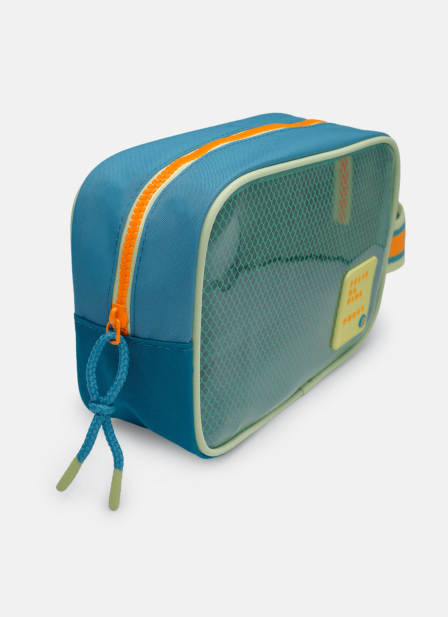 Necessaire-Media-Color-Block-Azul-Petroleo-E-Laranja