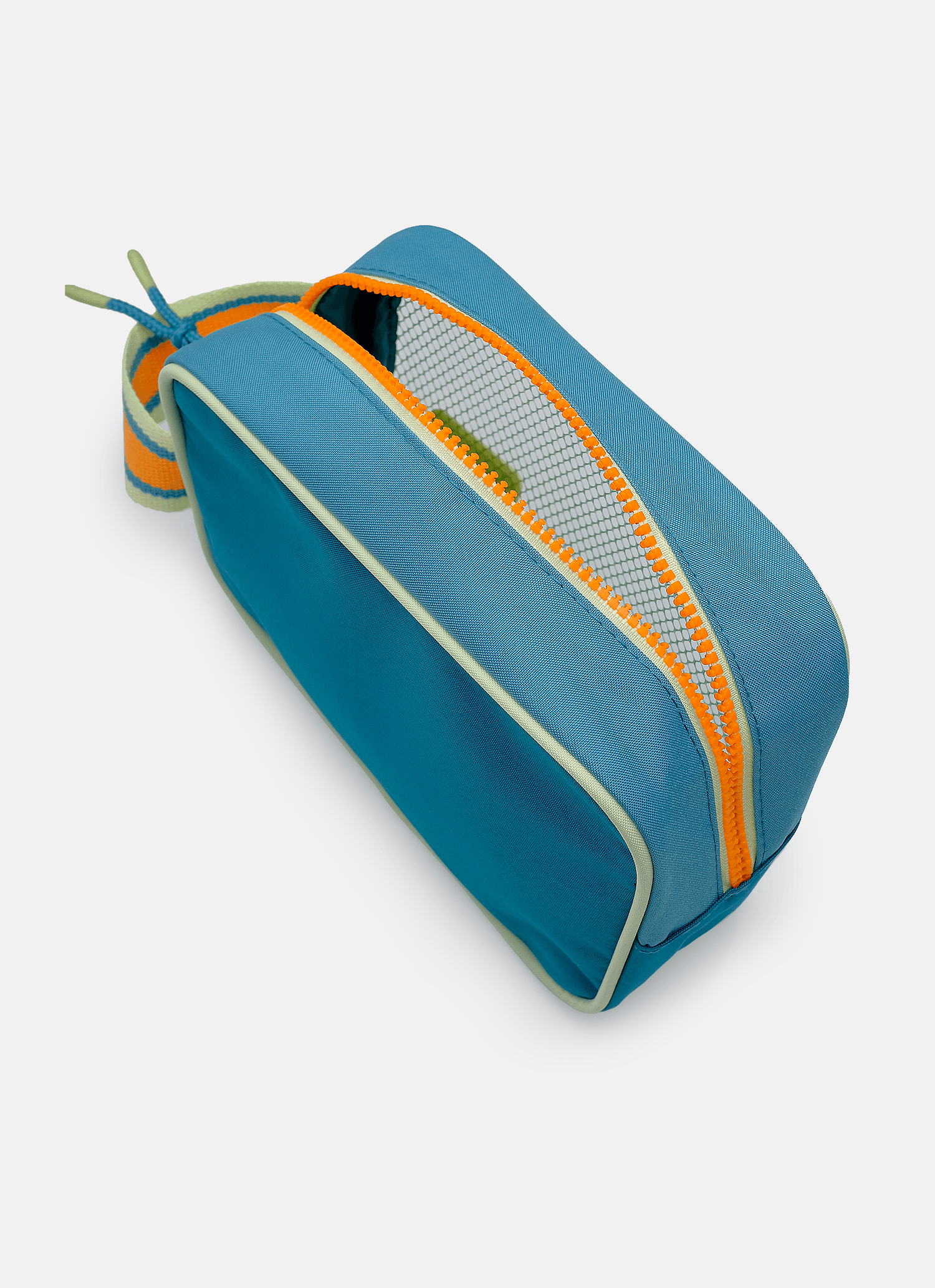 Necessaire-Media-Color-Block-Azul-Petroleo-E-Laranja