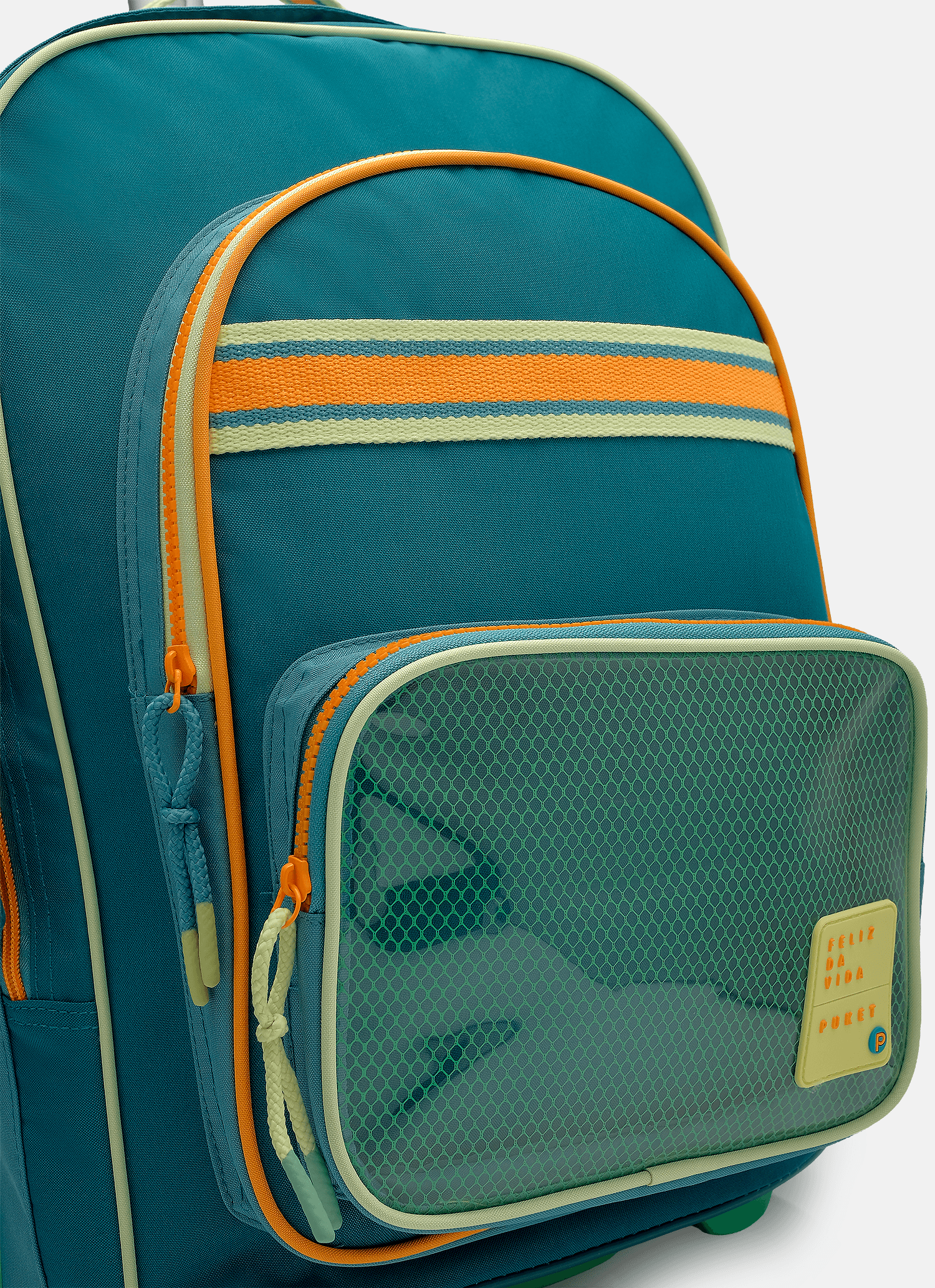 Mochila-Com-Rodinha-Grande-Color-Block-Azul-Petroleo-E-Laranja