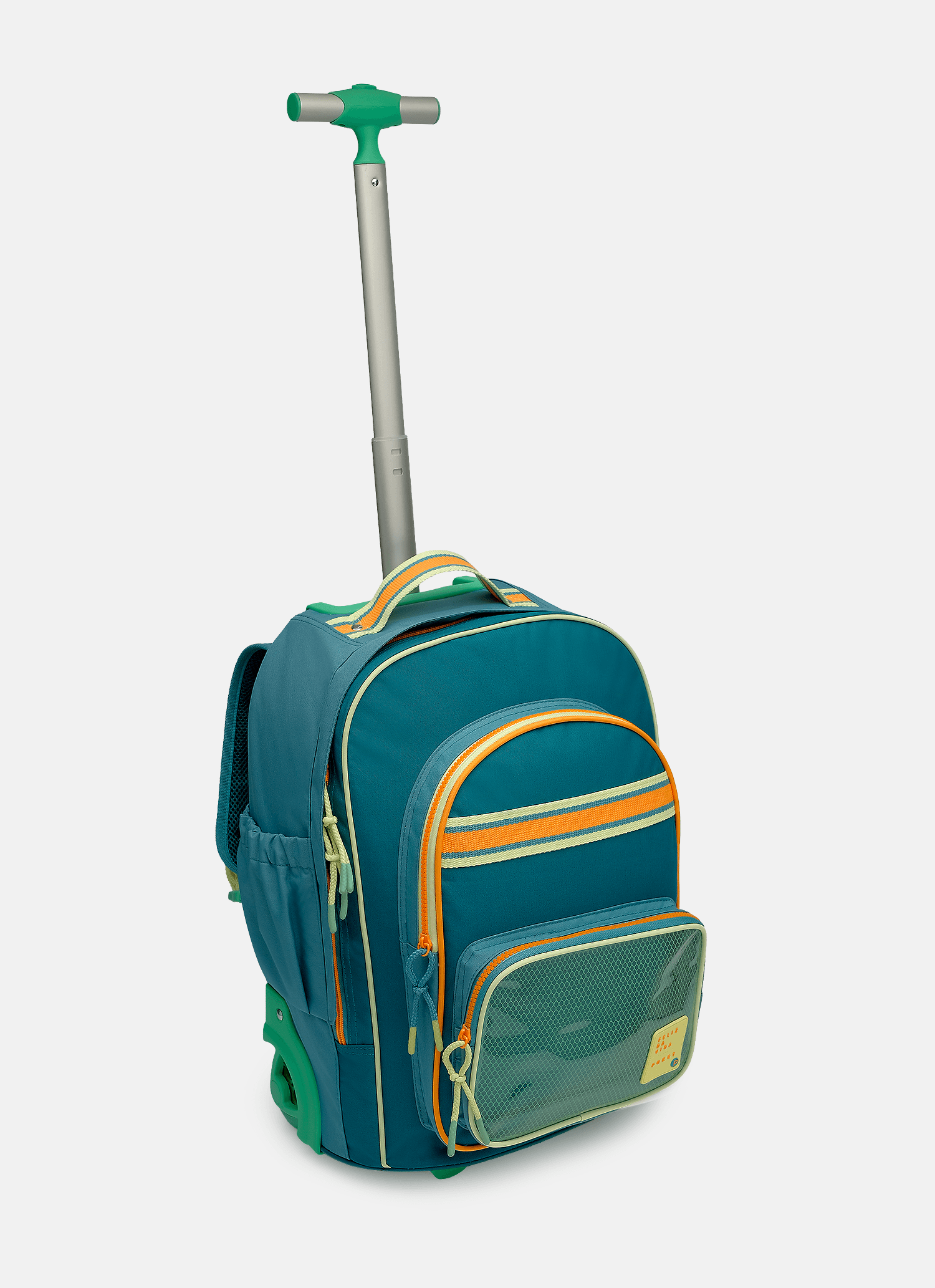 Mochila-Com-Rodinha-Grande-Color-Block-Azul-Petroleo-E-Laranja