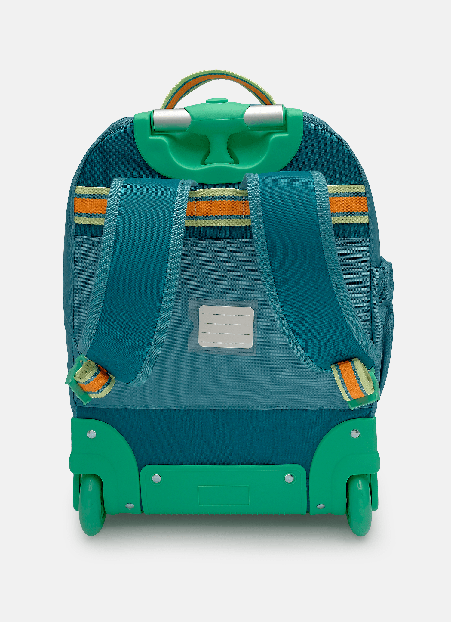 Mochila-Com-Rodinha-Grande-Color-Block-Azul-Petroleo-E-Laranja